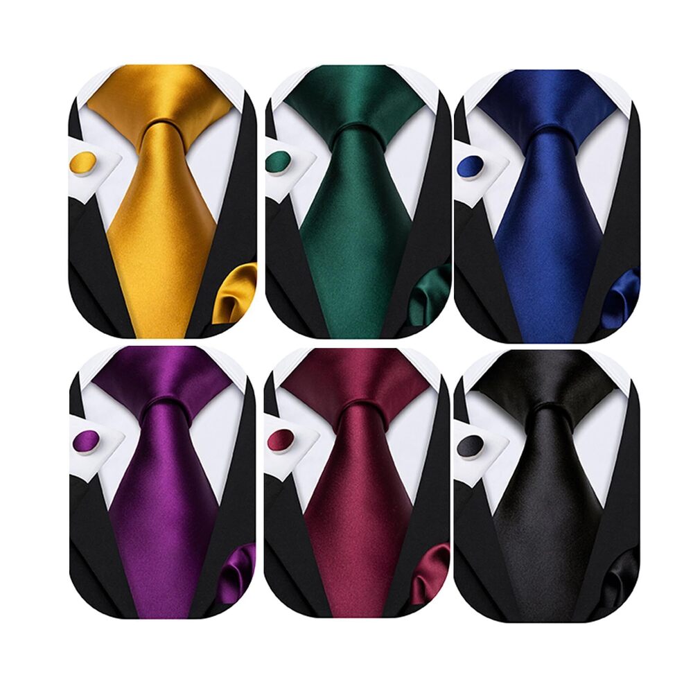 3758 6 PCS Ties Set Silk Business Fashion Woven Necktie Handkerchief